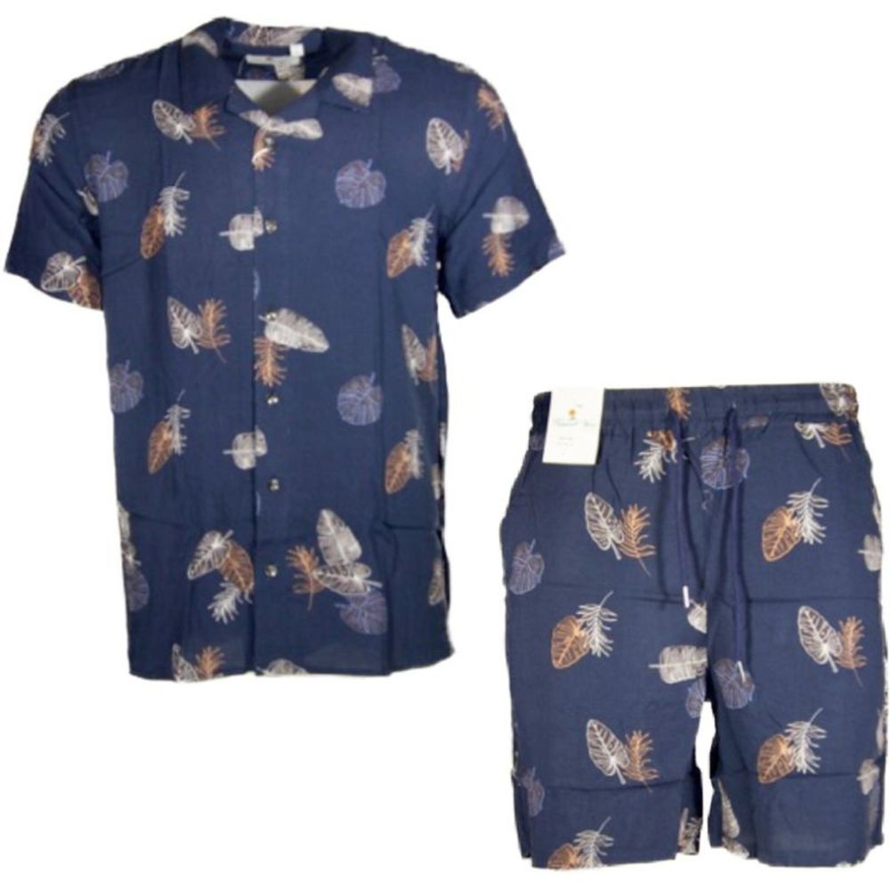 DBFL Men's 2 Piece Shorts and Shirt Beach Casual Matching Tropical Clothing Set